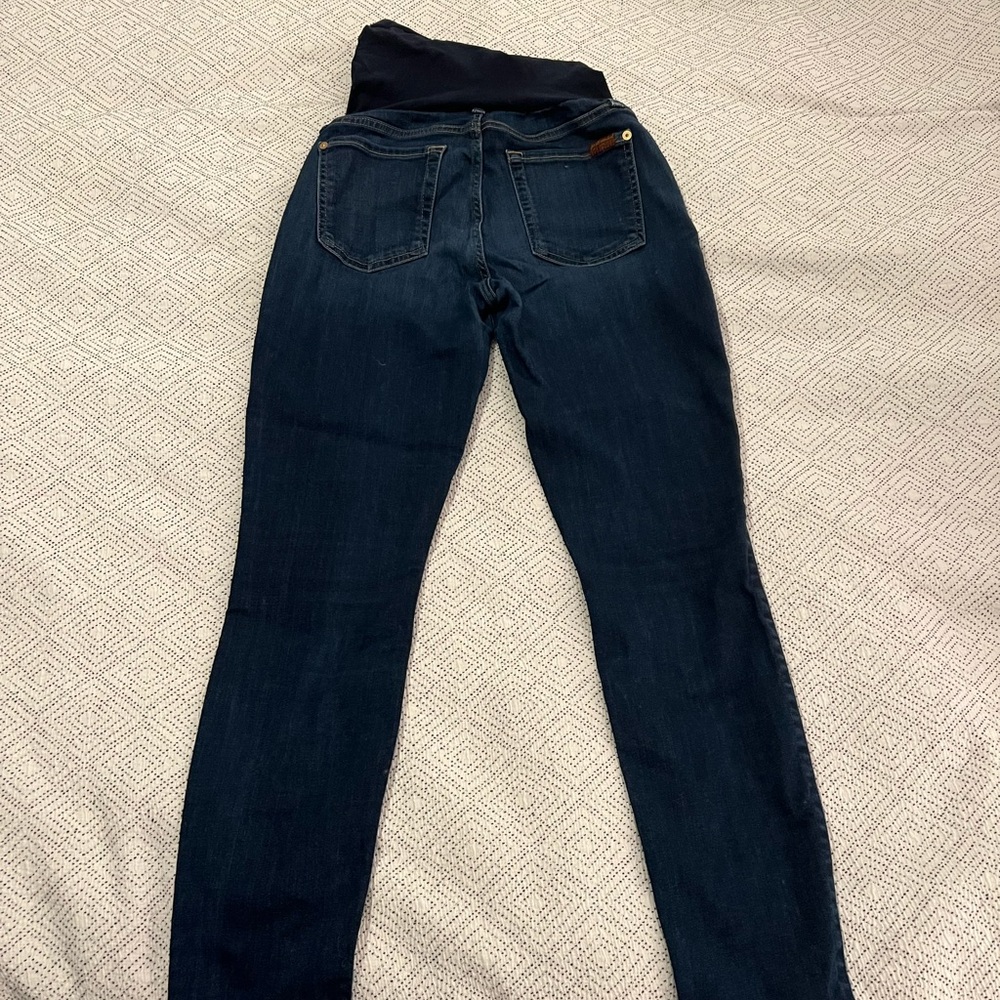 Seven maternity skinny jeans with tummy panel, size 27, dark wash